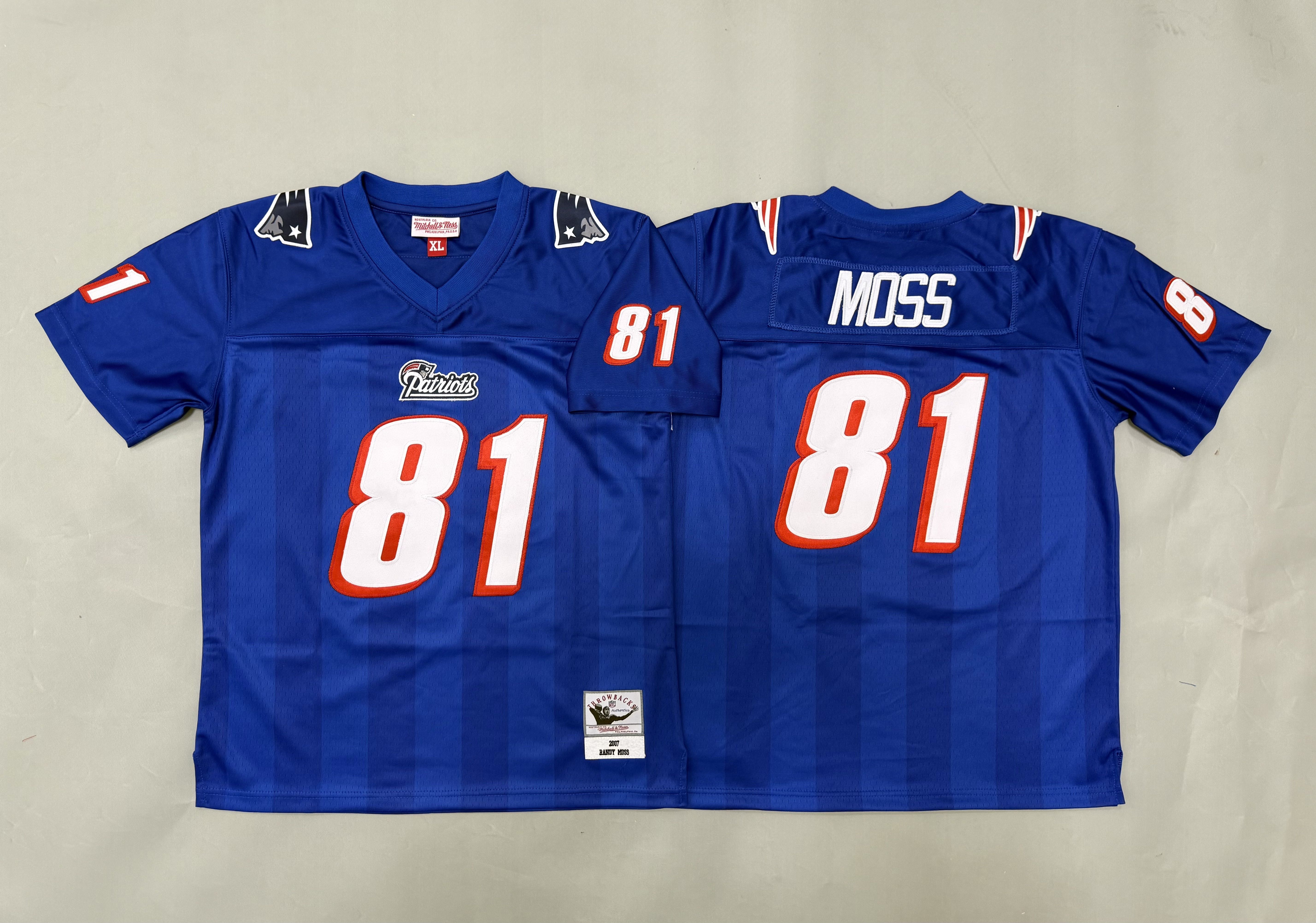 Youth 2026 New England Patriots #81 Moss Blue Throwback Limited NFL Jersey style 01